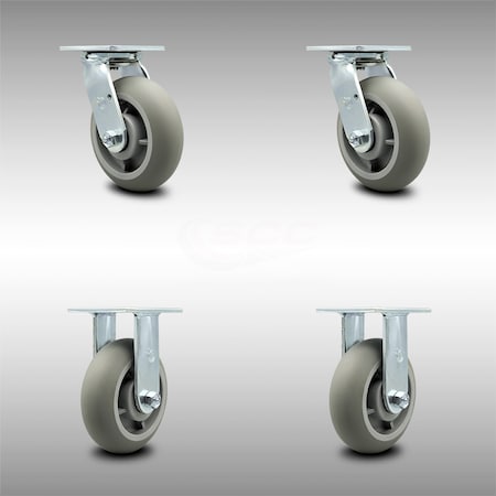 Service Caster Cambro Meal Delivery Cart Caster Replacement Set with 2 Swivel and 2 Rigid - SCC CAM-SCC-SS30S620-TPRRD-2-R-2